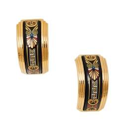 Frey Wille Multicolor Fire Enamel Gold Plated Hoop Earrings