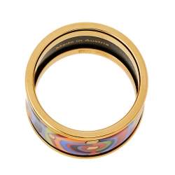 Pre Owned Frey Wille Hommage à Hundertwasser Spirit of Life Multicolor Fire Enamel Band Ring Size 53