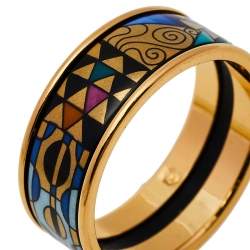 Pre Owned Frey Wille Gold Plated Fire Enamel Band Ring Size EU 55