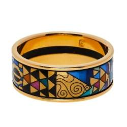 Pre Owned Frey Wille Gold Plated Fire Enamel Band Ring Size EU 55