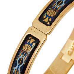 Frey Wille Gold Plated Fire Enamel Hommage à Gustav Klimt Ballerina Clasp Bangle L