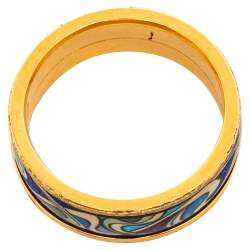 Pre Owned Frey Wille Gold Plated Hommage à Alphonse Mucha Band Ring Size EU 50