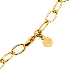 Pre Owned Frey Wille Magic Sphinx Pink Fire Enamel Gold Plated Flower Pendant Necklace