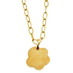 Pre Owned Frey Wille Magic Sphinx Pink Fire Enamel Gold Plated Flower Pendant Necklace