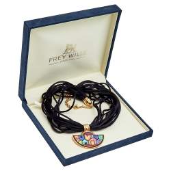 Pre Owned Frey Wille Hundertwasser Street Rivers Halfmoon Pendant Multi Cord Necklace