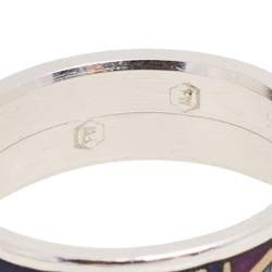 Pre Owned Frey Wille Multicolor Fire Enamel Palladium Plated Band Ring Size 52.5