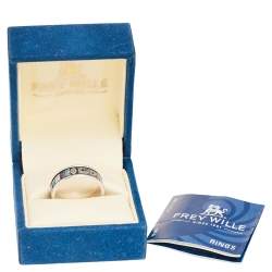 Pre Owned Frey Wille Multicolor Fire Enamel Palladium Plated Band Ring Size 52.5