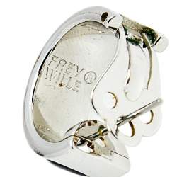 Pre Owned Frey Wille Multicolor Fire Enamel Palladium Plated Hoop Earrings