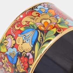 Pre Owned Frey Wille Gold Plated Golden Kalinka Folkloric Bordered Diva Bangle