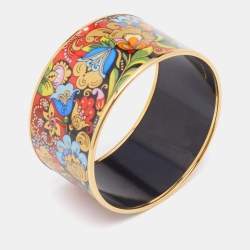 Pre Owned Frey Wille Gold Plated Golden Kalinka Folkloric Bordered Diva Bangle