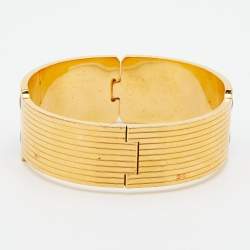 Pre Owned Frey Wille Vintage Gold Plated Greco-Roman Lion Enamel Bangle Bracelet