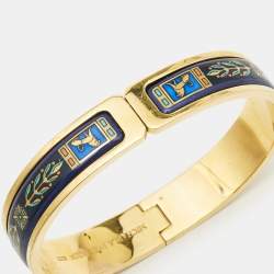 Pre Owned Frey Wille Vintage Lion Motif Fire Enamel Gold Plated Cuff Bracelet