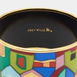 Pre Owned Frey Wille Hommage à Hundertwasser Street Rivers Bordered Wide Bracelet
