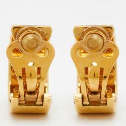 Pre Owned Frey Wille Multicolor Fire Enamel Gold Plated Hoop Earrings