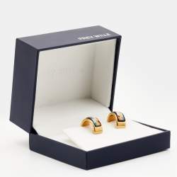 Pre Owned Frey Wille Multicolor Fire Enamel Gold Plated Hoop Earrings