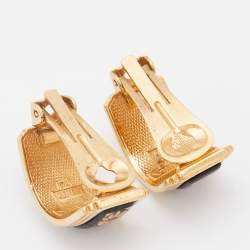 Frey Wille Vintage Fire Enamel Gold Tone Clip On Earrings