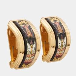 Frey Wille Vintage Fire Enamel Gold Tone Clip On Earrings
