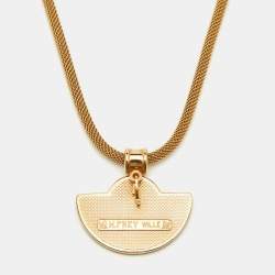 Frey Wille Golf Tone Fire Enamel & Black Fabric Interchangable Chain Pendant Necklace