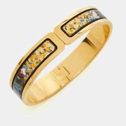 Pre Owned Frey Wille Fire Enamel Gold Tone Bangle Bracelet