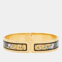 Pre Owned Frey Wille Fire Enamel Gold Tone Bangle Bracelet