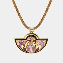 Pre Owned Frey Wille Fire Enamel Gold Tone Necklace