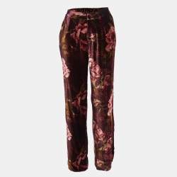 F.R.S For Restless Sleepers Burgundy Floral Print Velvet Pants M