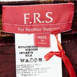 F.R.S For Restless Sleepers Burgundy Floral Print Velvet Pants M