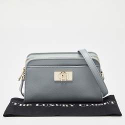 Pre Owned Furla Blue Leather 1927 Zip Crossbody Bag