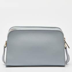 Pre Owned Furla Blue Leather 1927 Zip Crossbody Bag