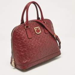 Pre Owned Furla Red Embossed Leather Fantastica Dome Satchel