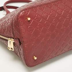 Pre Owned Furla Red Embossed Leather Fantastica Dome Satchel