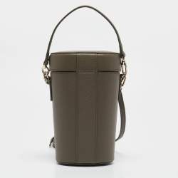 Furla Sage Green Leather Mini Net Bucket Bag