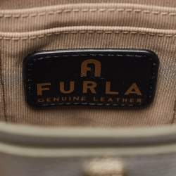 Furla Sage Green Leather Mini Net Bucket Bag