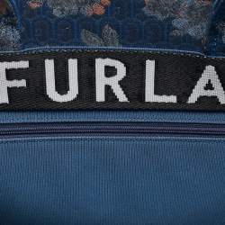 Furla Blue/Multicolor Jacquard Canvas Large Floral Opportunity Tote
