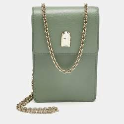Furla Green Leather Flow Phone Chain Crossbody Bag