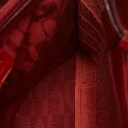 Furla Red Croc Embossed Leather Divide It Tote