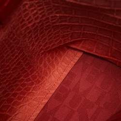 Furla Red Croc Embossed Leather Divide It Tote