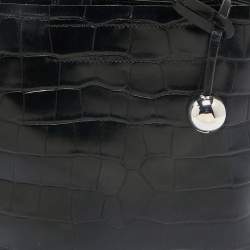 Furla Black Croc Embossed Leather Divide It Tote