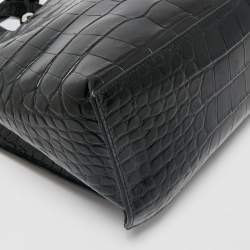 Furla Black Croc Embossed Leather Divide It Tote