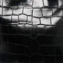 Furla Black Croc Embossed Leather Divide It Tote