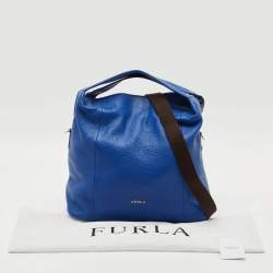 Pre Owned Furla Blue Leather Raffaella Hobo