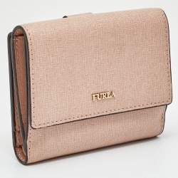 Pre Owned Furla Dusty Pink Leather Compact Wallet