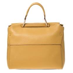 Pre Owned Furla Yellow Leather Artesia Creta Top Handle Bag