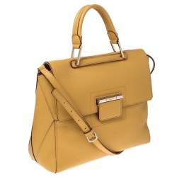 Pre Owned Furla Yellow Leather Artesia Creta Top Handle Bag