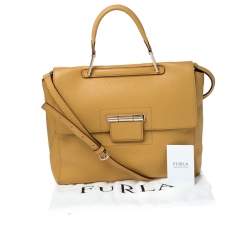 Pre Owned Furla Yellow Leather Artesia Creta Top Handle Bag