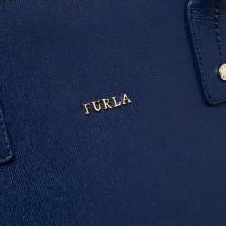 Pre Owned Furla Blue Leather Zip Tote