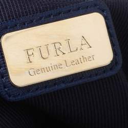 Pre Owned Furla Blue Leather Zip Tote