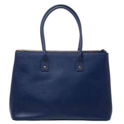 Pre Owned Furla Blue Leather Zip Tote
