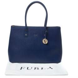Pre Owned Furla Blue Leather Zip Tote