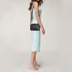 Pre Owned Furla Black Textured Leather Mini Brava Crossbody Bag